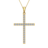 Diamond Cross Necklace for Women 14K Gold 1.05 ct 27 mm-I1 - Yellow Gold