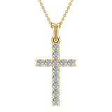 Diamond Cross Necklace for women 18K Gold 0.25 ct 27 mm-SI - Yellow Gold