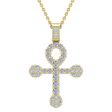 Diamond Cross Necklace for Women 18K Gold 3.00 ct 27 mm G,VS - Yellow Gold