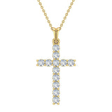 Diamond Cross Necklace for Women 14K Gold 0.50 ct 27 mm-I2 - Yellow Gold