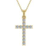 Diamond Cross Necklace for women 14K Gold 0.30 ctw 27 mm-I I1 - Yellow Gold