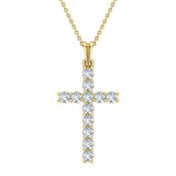 Diamond Cross Necklace for Women 14K Gold 0.36 ct 27 mm-I1 - Rose Gold
