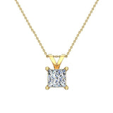 Princess Cut Diamond Pendant Necklace for women 14K Gold Chain-G,SI - Rose Gold