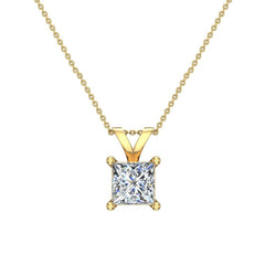 Princess Cut Diamond Pendant Necklace for women 14K Yellow Gold