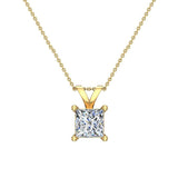 Princess Cut Diamond Pendant Necklace for women 14K Gold Chain-G,VS - Yellow Gold
