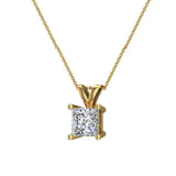 Princess Cut Diamond Pendant Necklace for women 14K Gold-I,I1 - Yellow Gold
