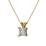 Princess Cut Diamond Pendant Necklace for women 14K Gold Chain-G,I2 - Yellow Gold