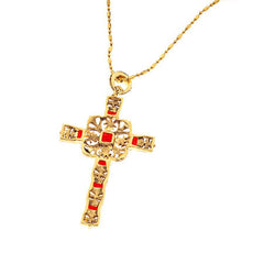 "As Is" Jacqueline Kennedy Reproduction Simulated Ruby Cross w/Chain