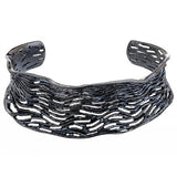 QVC Vicenza Silver Sterling Avg. Textured & Satin Finish Cuff Bracelet