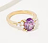 Diamonique Simulated Amethyst Oval-Cut Ring, Sterling Silver