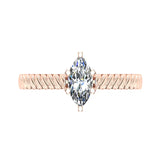 Marquise Cut Rope Setting Solitaire Engagement Ring 18K Gold Glitz Design (G,VS) - Rose Gold