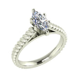 Marquise Cut Rope Setting Solitaire Engagement Ring 14K Gold-I,I1 - White Gold