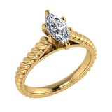 Marquise Cut Rope Setting Solitaire Engagement Ring 14K Gold-I,I1 - Yellow Gold