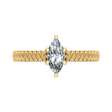Marquise Cut Rope Setting Solitaire Engagement Ring 14K Gold-G,SI - Yellow Gold