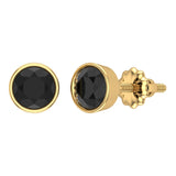 14K Gold Rose Cut Black Diamond Studs Hand Crafted Earrings 2 ct plus - 6 mm