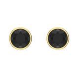 14K Gold Rose Cut Black Diamond Studs Hand Crafted Earrings 2 ct plus - 6 mm