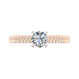 Round Cut Rope Setting Solitaire Engagement Ring 14K Gold G,SI - Rose Gold