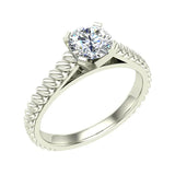Round Cut Rope Setting Solitaire Engagement Ring 14K Gold G,SI - White Gold