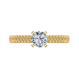 Round Cut Rope Setting Solitaire Engagement Ring 14K Gold G,SI - Yellow Gold
