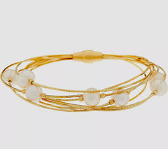 14K Yellow Gold On Honora Cultured Pearl Multi-Strand Sterling Bracelet QVC