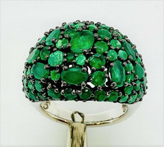 5.00 cttw Emerald Gemstone Multi-Cut Sterling Silver Ring Sz-6 QVC