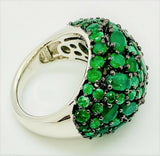 5.00 cttw Emerald Gemstone Multi-Cut Sterling Silver Ring Sz-6 QVC