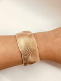 Made In Italy 18K Rose Gold On Sterling Average Textured Cuff Bracelet - Rose Gold