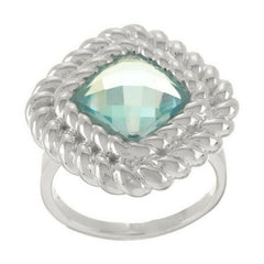 QVC UltraFine Silver Faceted Cushion Cut Gemstone Rope Border Ring Size 8