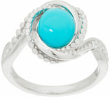 Sleeping Beauty Turquoise cabochon 14K Gold On Sterling Ladies Ring 5 QVC