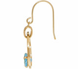 14K Solid Gold Semi- Precious Blue Topaz Gemstone Dangle Earrings QVC