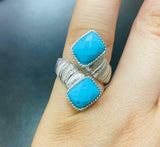 Judith Ripka Sterling Turquoise Bypass Ring SZ -6