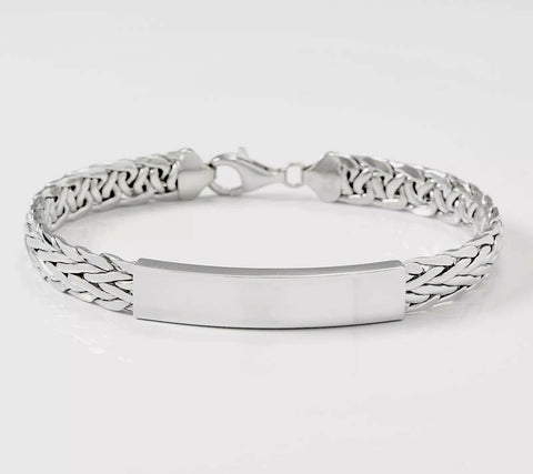 Italian Sterling Wheat Chain ID Station Ladies Bracelet, Silver Style QVC