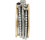 QVC Or Paz Sterling Silver &14K Gold Multi-Gemstone Spinner Ring Ring Sz-6