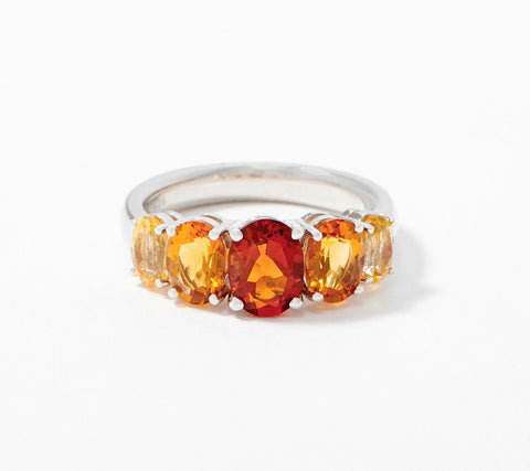 2.80 cttw Citrine 5-Stone Gemstone Ombre Ring 14K On Sterling Silver R9 QVC