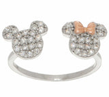 Mickey's 90th Birthday Diamonique Mickey & Minnie Ring, Sterling sz- 6 QVC