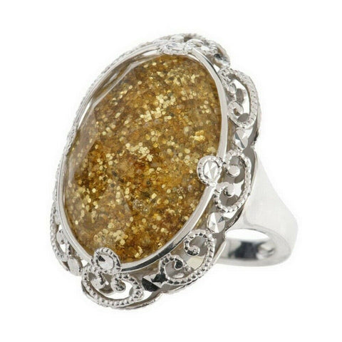 QVC Drusy & Faceted Crystal Quartz Doublet Sterling Ring Size 6