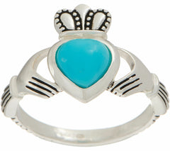 JMH Jewellery Sleeping Beauty Turquoise Sterling Silver Claddagh Ring