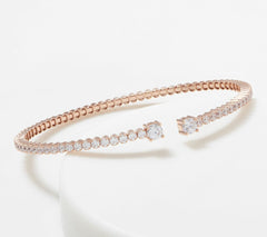 QVC 14K Rose Gold Over Sterling Silver Diamonique 2.75 cttw Flexible Cuff