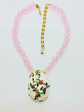 Heidi Daus"Egg-stra Special" Light Pink Glass Beads Drop Necklace