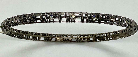 Italian Silver Sterling Crystal Open Work Slip-on Bangle Bracelet QVC