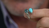 1.8 CTTW Turquoise Contrast Bypass Ring, Sterling Silver Ring SZ-10 QVC