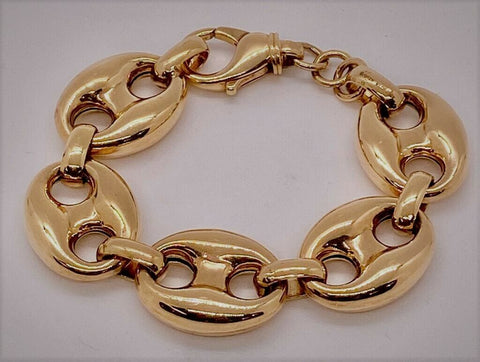 QVC 18K Rose GOLD ON Polished Marine Link Bracelet Bronzo Italia 7-3/4"