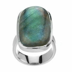 QVC SOLD OUT Bold Elongated Cushion Cut Labradorite Sterling Ring Size 5