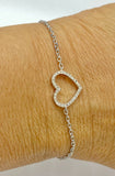 0.10 cttw White Diamond Heart Bracelet 14K White Gold Over - White Gold