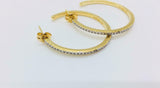 Real Natural Diamond 14K Yellow Gold On Sterling Ladies Hoop Earring - Yellow Gold