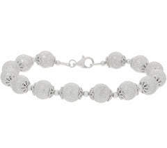 QVC Sterling Silver Textured Bead 8" Bracelet by Silver Style 14.3g