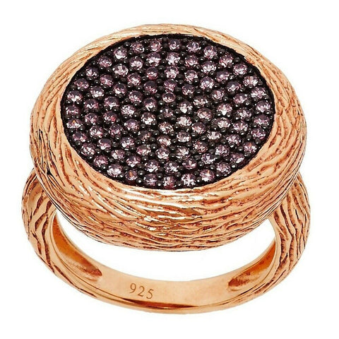 QVC Veronese Crystal 18K Clad Cognac Round Textured Ring Size 6