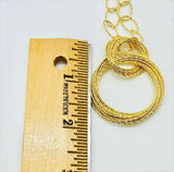 18K Yellow Gold On Bellezza Bronze Textured Multi-Circle 36" Drop Necklace HSN - Yellow Gold
