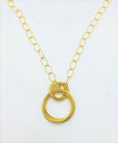 18K Yellow Gold On Bellezza Bronze Textured Multi-Circle 36" Drop Necklace HSN - Yellow Gold