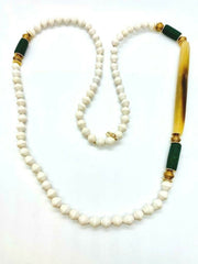 AKOLA "Lush Horn, Recycled Glass and Karatasi Paper Bead 30" Necklace